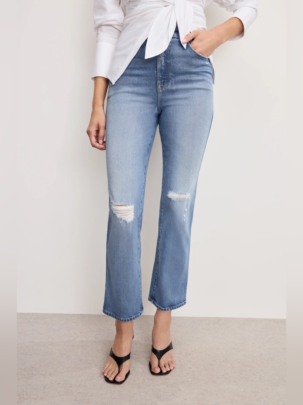 NWT • Good American Soft Tech Good Curve Straight Jeans in Indigo1072 • Size 14